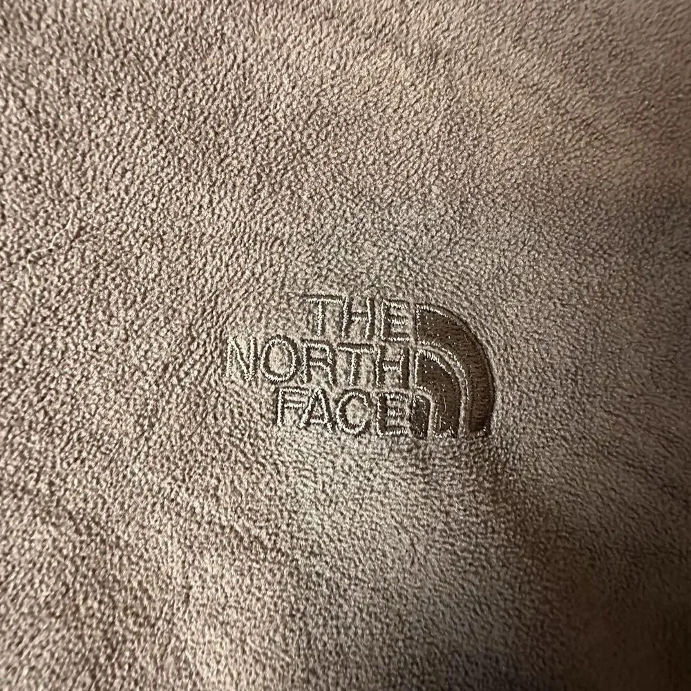 The North Face Men's XL Brown/Gray Colorblock 1/4 Zip Mock Neck Fleece Logo